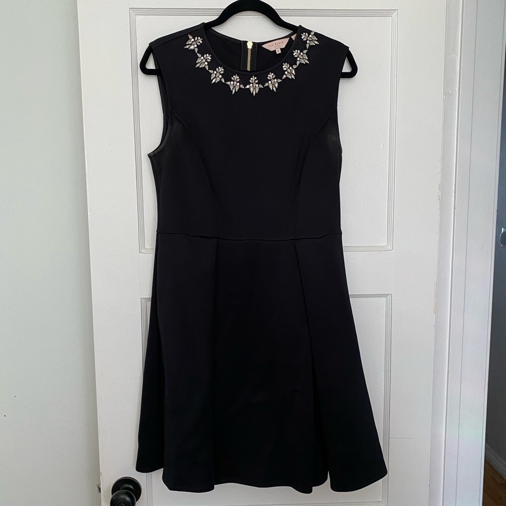Ted Baker Little Black Dress with rhinestone collar and pockets